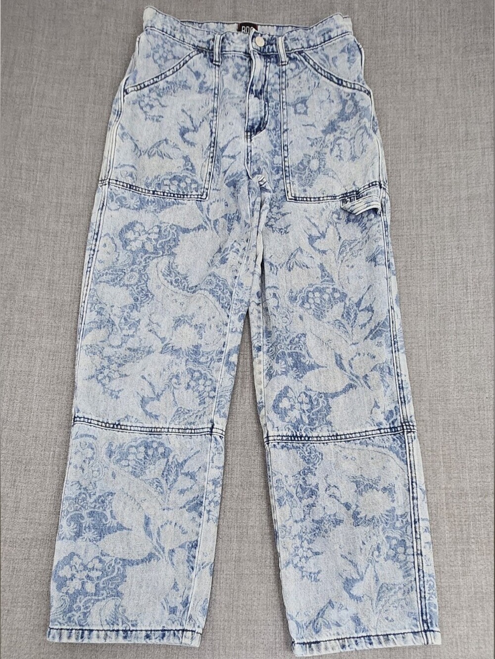 BDG High-Rise Baggy Floral Design 100% Cotton Denim Jeans. 28